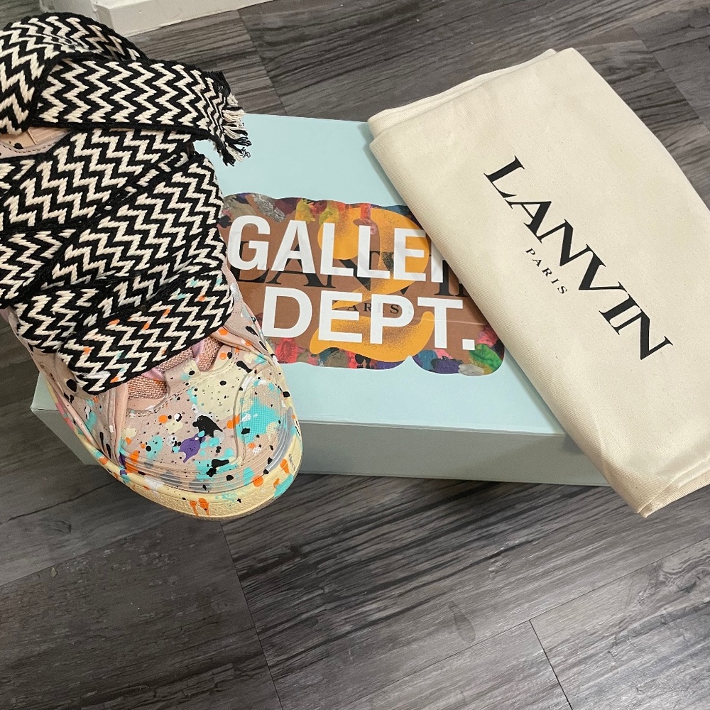 Lanvin Women's Paint-Splatter Pink Sneakers